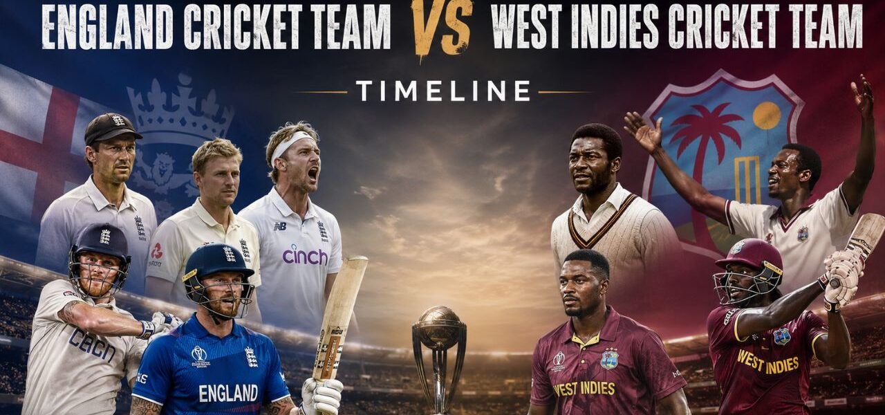 England Cricket Team vs West Indies Cricket Team Timeline