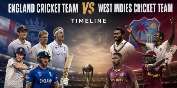 England Cricket Team vs West Indies Cricket Team Timeline