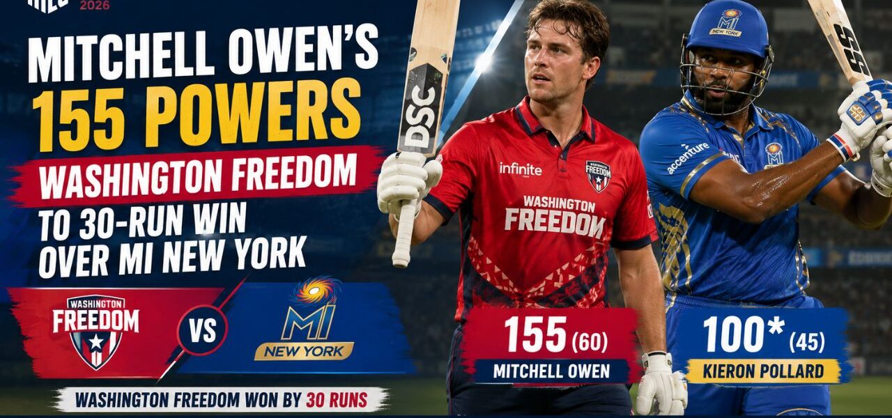 Mitchell Owen's Blazing 155 Powers Washington Freedom to 30-Run Win Over MI New York