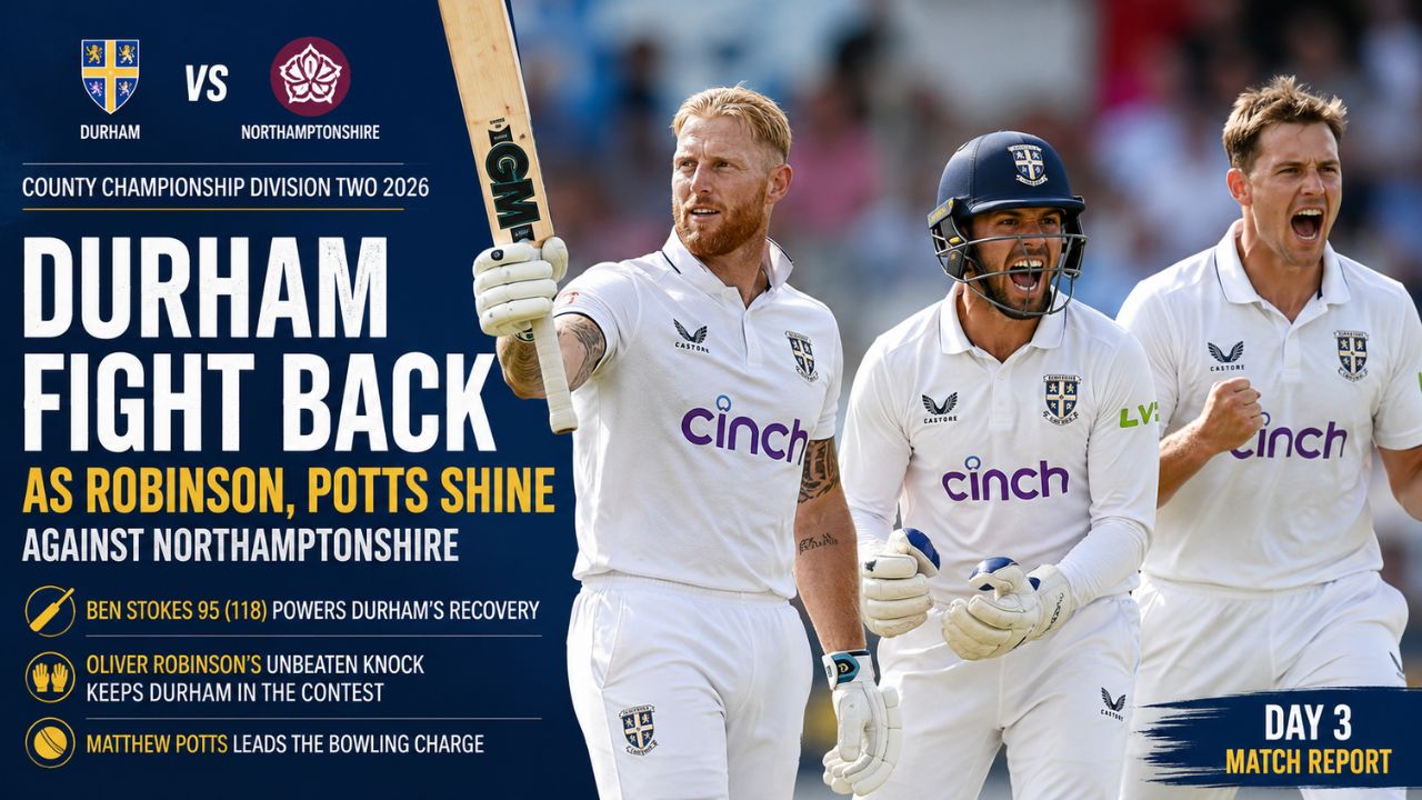 Robinson and Potts Spark Durham Fightback After Stokes’ Heroics Against Northamptonshire
