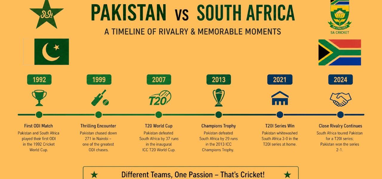 Pakistan National Cricket Team vs South Africa National Cricket Team Timeline