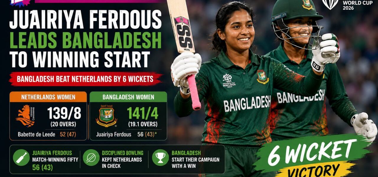 Juairiya Ferdous Leads Bangladesh to Winning Start Against Netherlands in Women's T20 World Cup