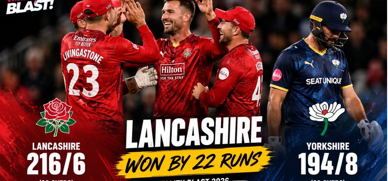 Lancashire Keep Blast Hopes Alive with 22-Run Roses Victory Over Yorkshire