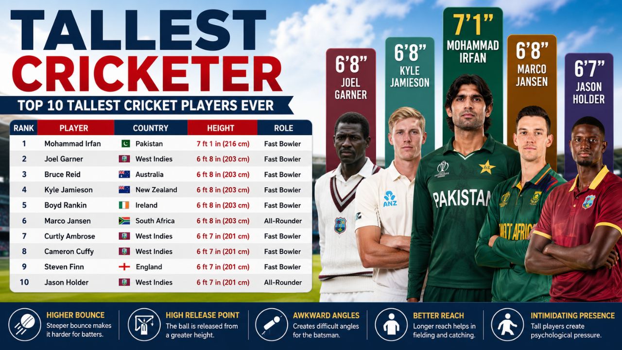 Tallest Cricketer in the World (2026)